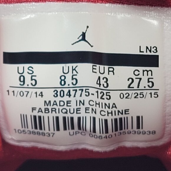 Air Jordan 7 Hare 2015 Men's White Red Sneakers 304775-125 US Size 9.5 - Picture 8 of 8